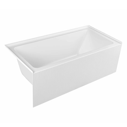 BAI 60-inch Acrylic Alcove Deep Soaking Bathtub with Wavy Skirt - Left Side Drain