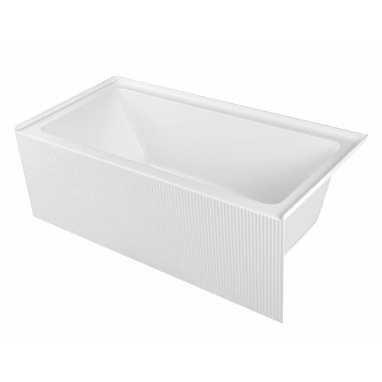 BAI 1632 Acrylic Alcove Deep Soaking Bathtub 60-inches with Wavy Skirt Right Side Drain