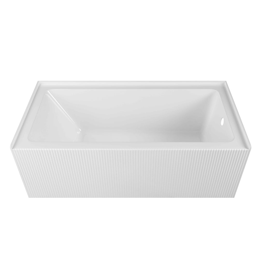 BAI 1632 Acrylic Alcove Deep Soaking Bathtub 60-inches with Wavy Skirt Right Side Drain