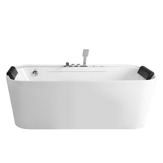 BAI 1633 Acrylic Freestanding Jacuzzi Bathtub 67-inches with Polished Chrome Faucets