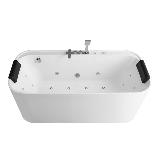 BAI 1633 Acrylic Freestanding Jacuzzi Bathtub 67-inches with Polished Chrome Faucets