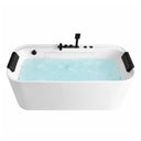 BAI 1634 Acrylic Freestanding Jacuzzi Bathtub 67-inches with Matte Black Faucets