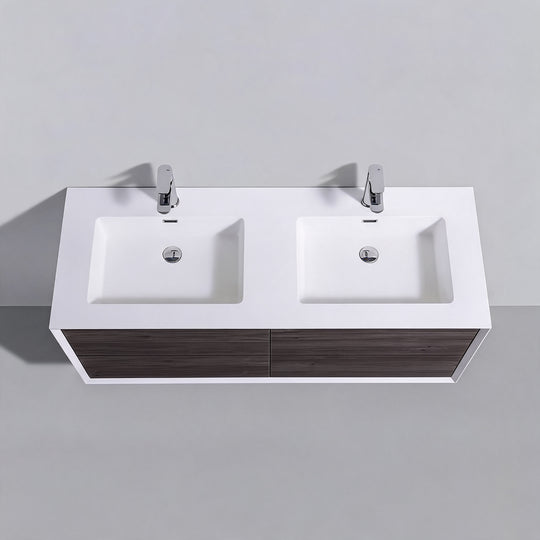 BAI Monza 59-inch Floating Bathroom Vanity with Gloss White Double Sink