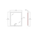 BAI 21001 modern 30-inch LED bathroom mirror with anti fog and frosted edge design technical drawings with dimensions.