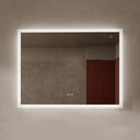 BAI 21004 modern 47-inch LED bathroom mirror with anti fog and frosted edge design with white spa-like glow.