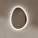 BAI 21010 modern 23-inch droplet shaped LED bathroom mirror with anti fog and frosted edge design with white lighting.
