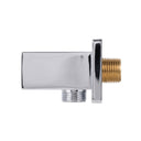 BAI 44030 square shaped wall mounted handheld shower head wand holder water supply elbow in polished chrome finish side view.