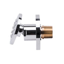 BAI 45000 modern polished chrome adjustable round shower body jet spray with a brass threaded connection, shown on a solid white background side view adjustable.