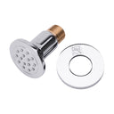 BAI 45000 modern polished chrome adjustable round shower body jet spray with a brass threaded connection, shown on a solid white background everything included.