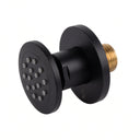 BAI 45002 modern matte black adjustable round shower body jet spray with a brass threaded connection, shown on a solid white background.