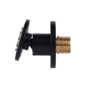 BAI 45002 modern matte black adjustable round shower body jet spray with a brass threaded connection, shown on a solid white background side view adjustable.