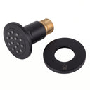 BAI 45002 modern matte black adjustable round shower body jet spray with a brass threaded connection, shown on a solid white background everything included.