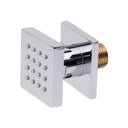 BAI 45010 modern polished chrome adjustable square shower body jet spray with a brass threaded connection, shown on a solid white background.