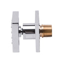BAI 45010 modern polished chrome adjustable square shower body jet spray with a brass threaded connection, shown on a solid white background side view.