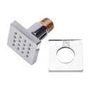 BAI 45010 modern polished chrome adjustable square shower body jet spray with a brass threaded connection, shown on a solid white background everything included.