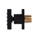 BAI 45012 modern matte black adjustable square shower body jet spray with a brass threaded connection, shown on a solid white background side view.