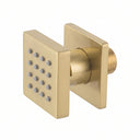 BAI 45013 modern brushed gold adjustable square shower body jet spray with a brass threaded connection, shown on a solid white background.