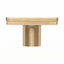 A square shower drain with a brushed gold finish, shown from the side on a solid white background.