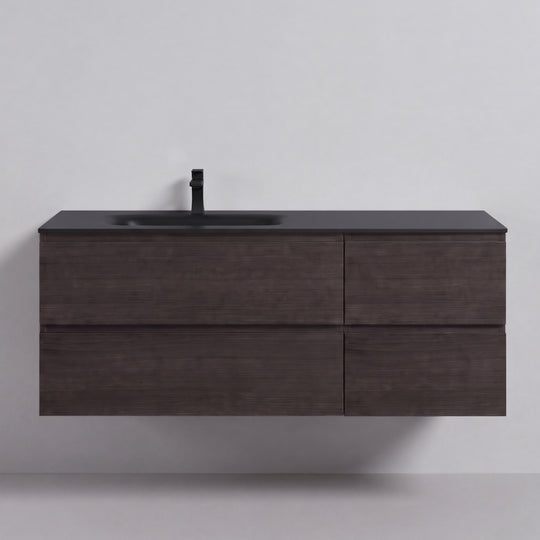 BAI Sonoma 52-inch Floating Bathroom Vanity with Matte Black Sink