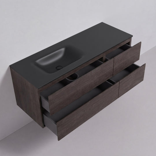 BAI Sonoma 52-inch Floating Bathroom Vanity with Matte Black Sink