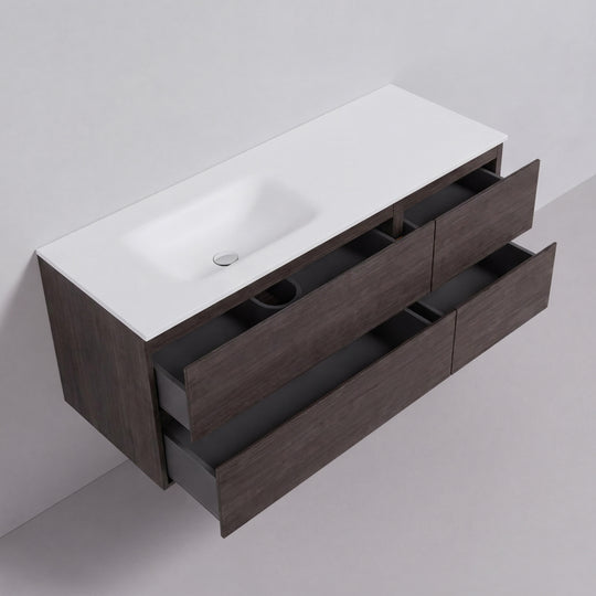 BAI Sonoma 52-inch Floating Bathroom Vanity with Matte White Sink