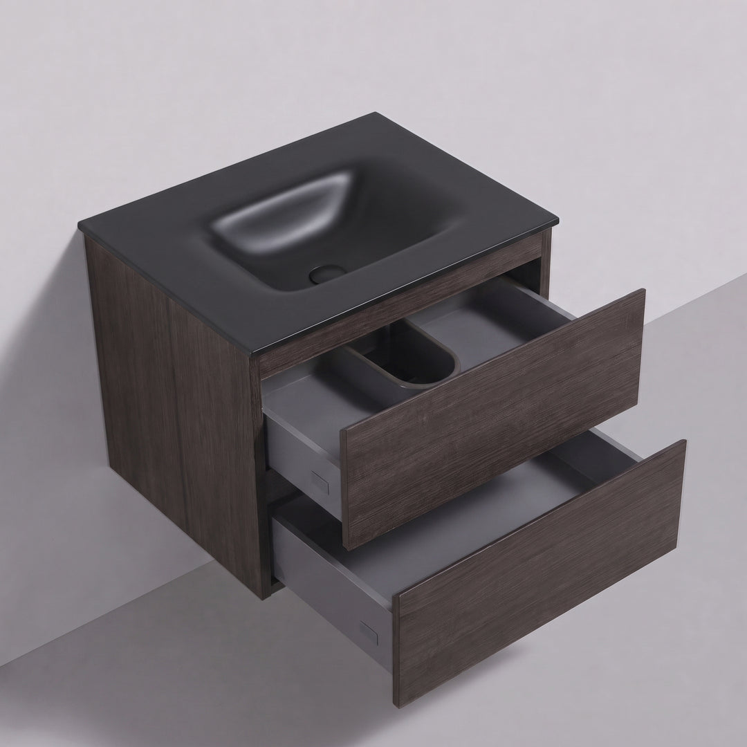 BAI Sonoma 26-inch Floating Bathroom Vanity with Matte Black Sink