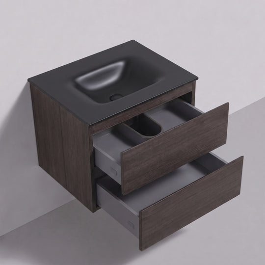 BAI Sonoma 26-inch Floating Bathroom Vanity with Matte Black Sink