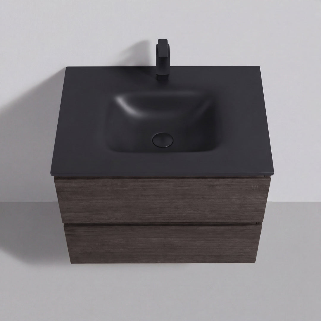 BAI Sonoma 26-inch Floating Bathroom Vanity with Matte Black Sink