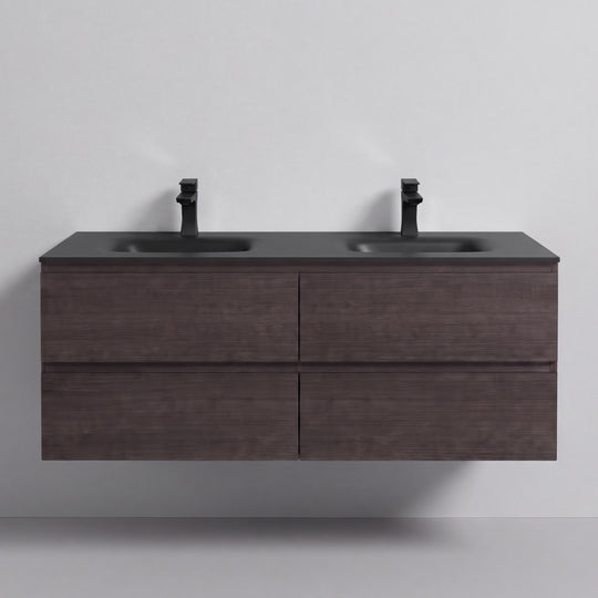 BAI Sonoma 52-inch Floating Bathroom Vanity with Matte Black Double Sink