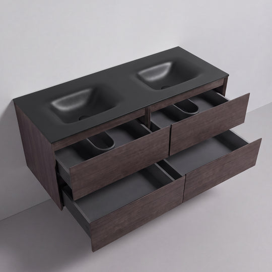 BAI Sonoma 52-inch Floating Bathroom Vanity with Matte Black Double Sink