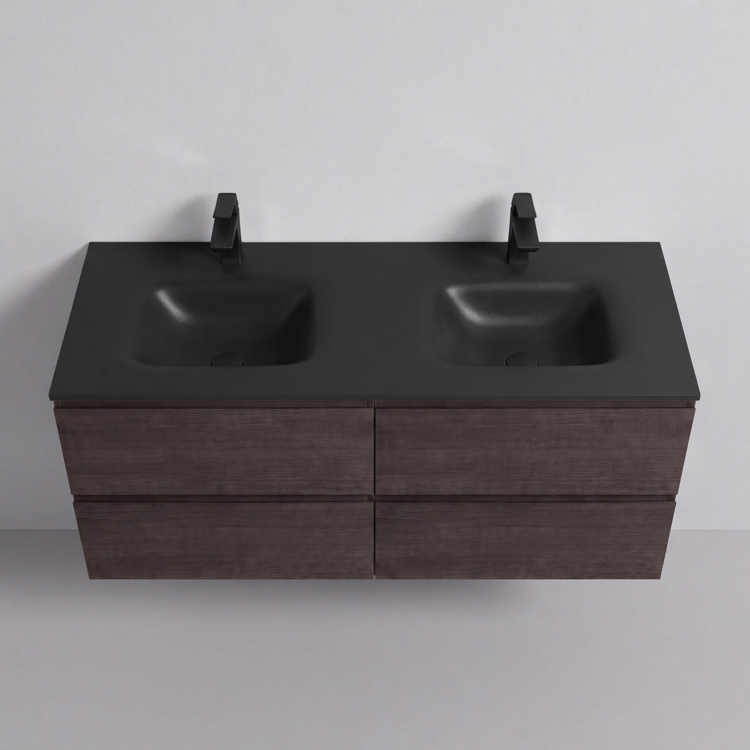 BAI Sonoma 52-inch Floating Bathroom Vanity with Matte Black Double Sink