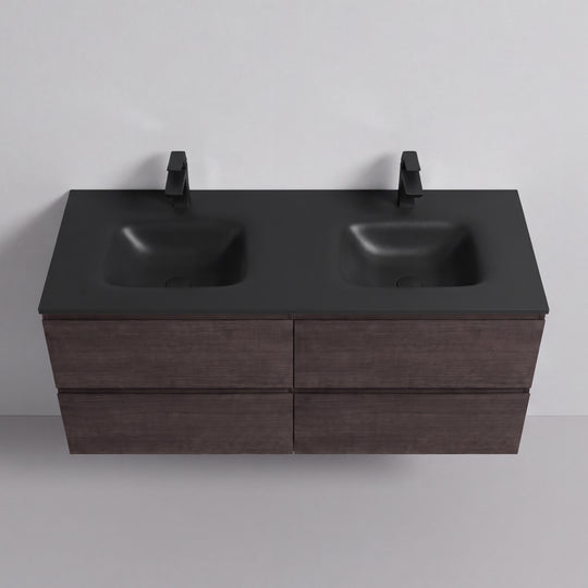 BAI Sonoma 52-inch Floating Bathroom Vanity with Matte Black Double Sink