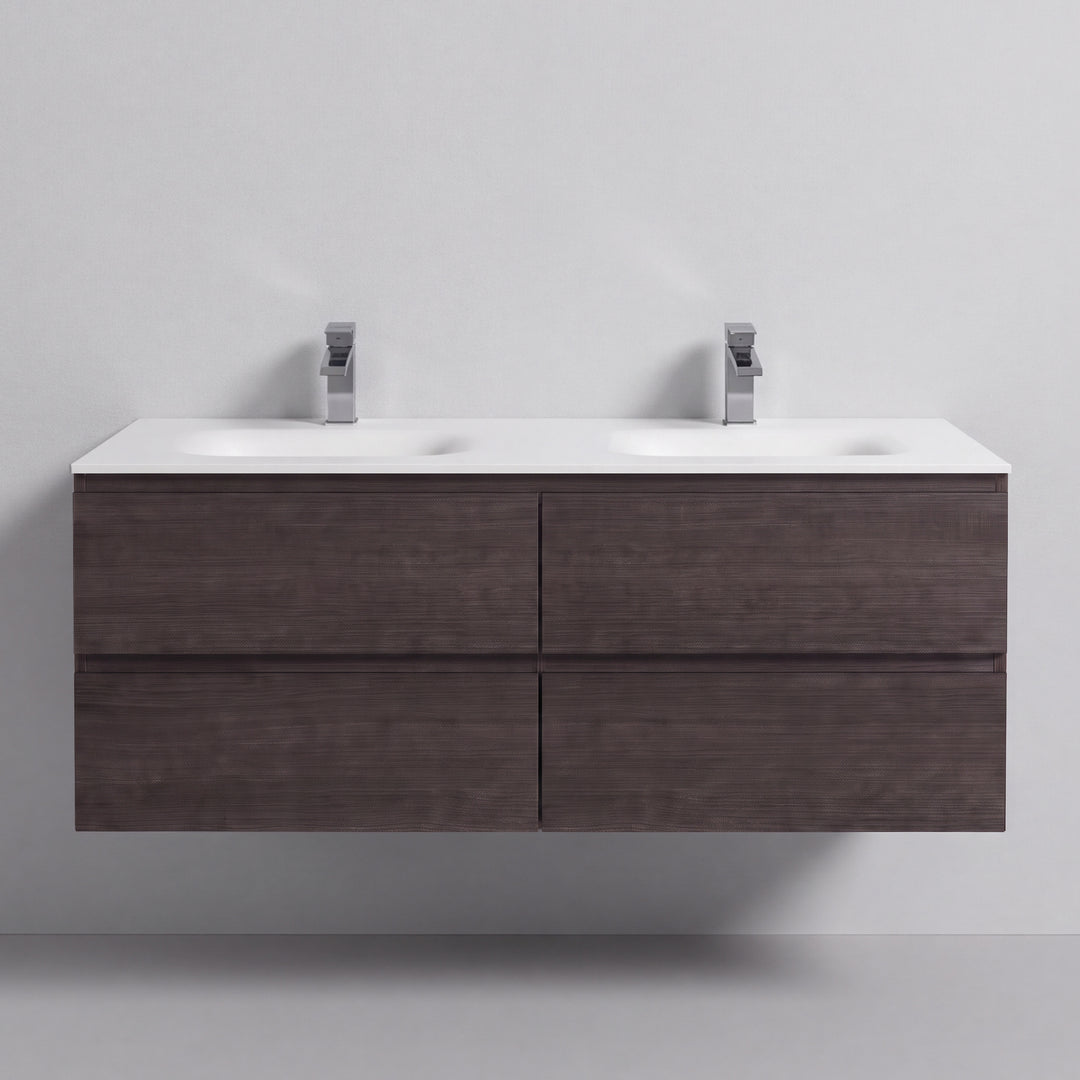 BAI Sonoma 52-inch Floating Bathroom Vanity with Matte White Double Sink