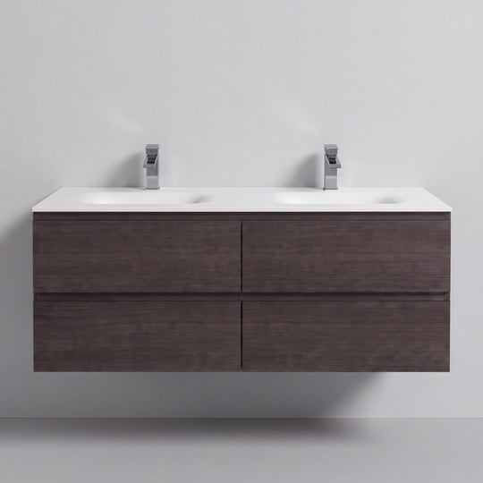 BAI Sonoma 52-inch Floating Bathroom Vanity with Matte White Double Sink