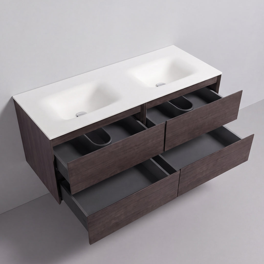 BAI Sonoma 52-inch Floating Bathroom Vanity with Matte White Double Sink
