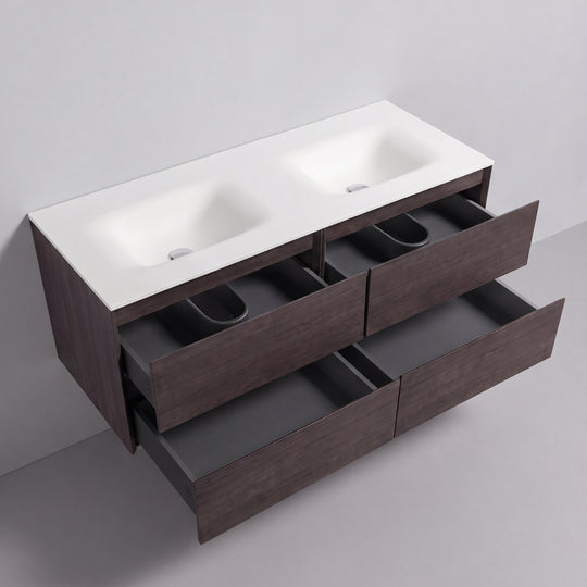 BAI Sonoma 52-inch Floating Bathroom Vanity with Matte White Double Sink