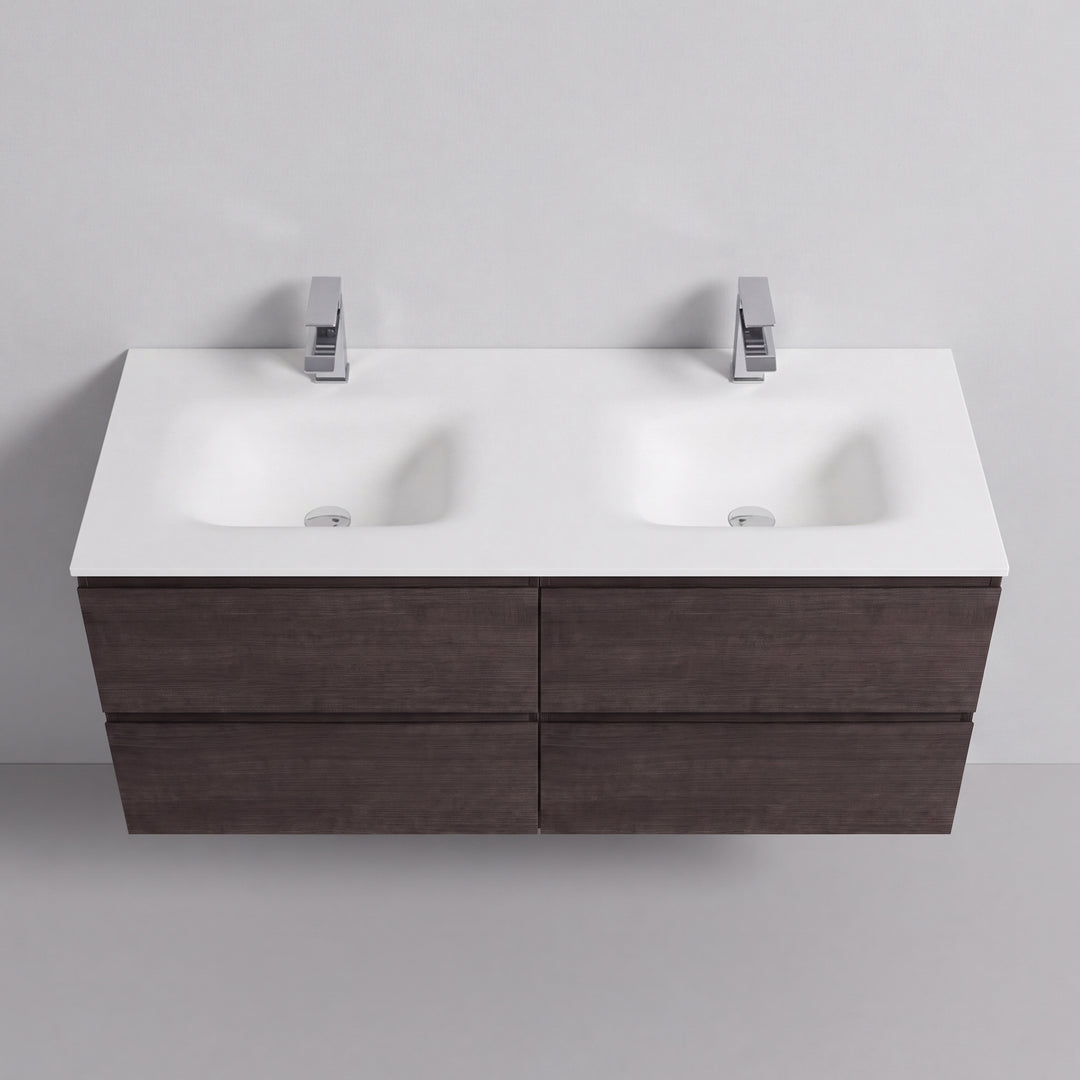 BAI Sonoma 52-inch Floating Bathroom Vanity with Matte White Double Sink