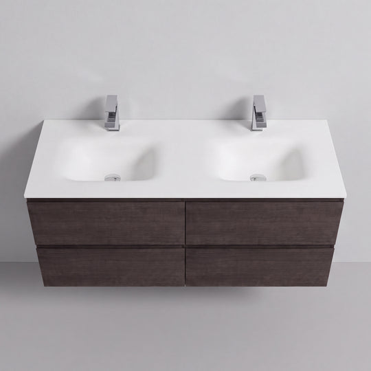 BAI Sonoma 52-inch Floating Bathroom Vanity with Matte White Double Sink