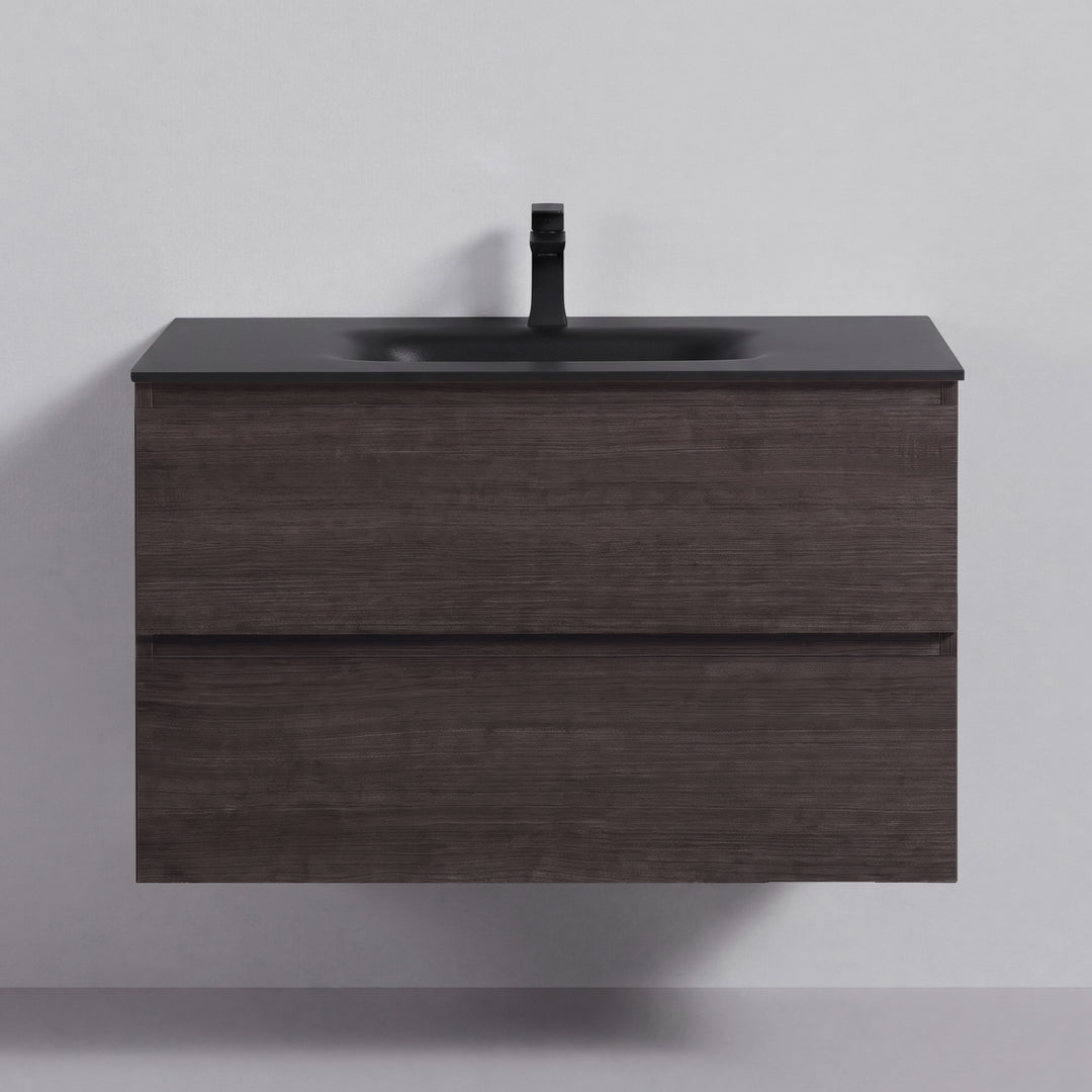 BAI Sonoma 34-inch Floating Bathroom Vanity with Matte Black Sink