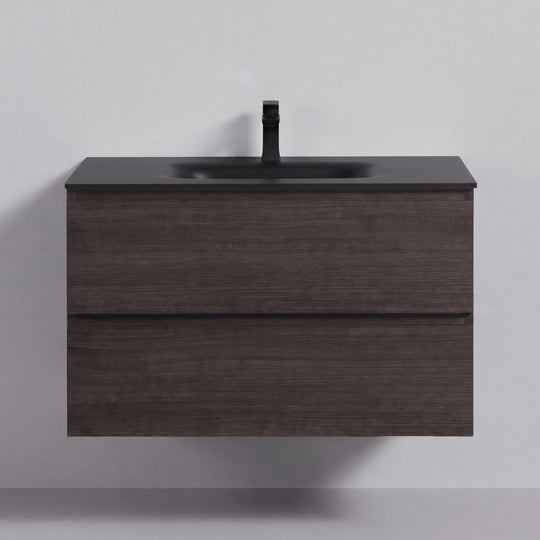 BAI Sonoma 34-inch Floating Bathroom Vanity with Matte Black Sink