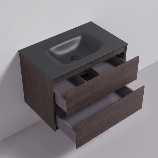 BAI Sonoma 34-inch Floating Bathroom Vanity with Matte Black Sink