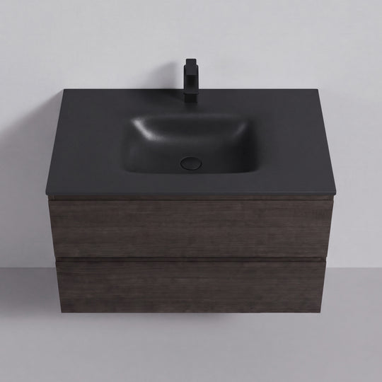 BAI Sonoma 34-inch Floating Bathroom Vanity with Matte Black Sink