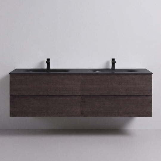 BAI Sonoma 68-inch Floating Bathroom Vanity with Matte Black Double Sink