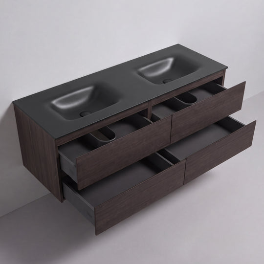 BAI Sonoma 68-inch Floating Bathroom Vanity with Matte Black Double Sink