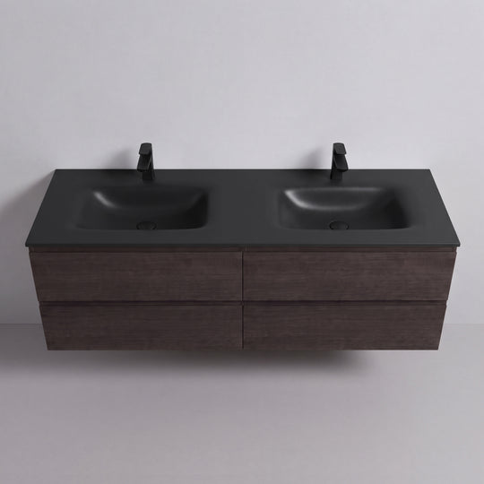 BAI Sonoma 68-inch Floating Bathroom Vanity with Matte Black Double Sink