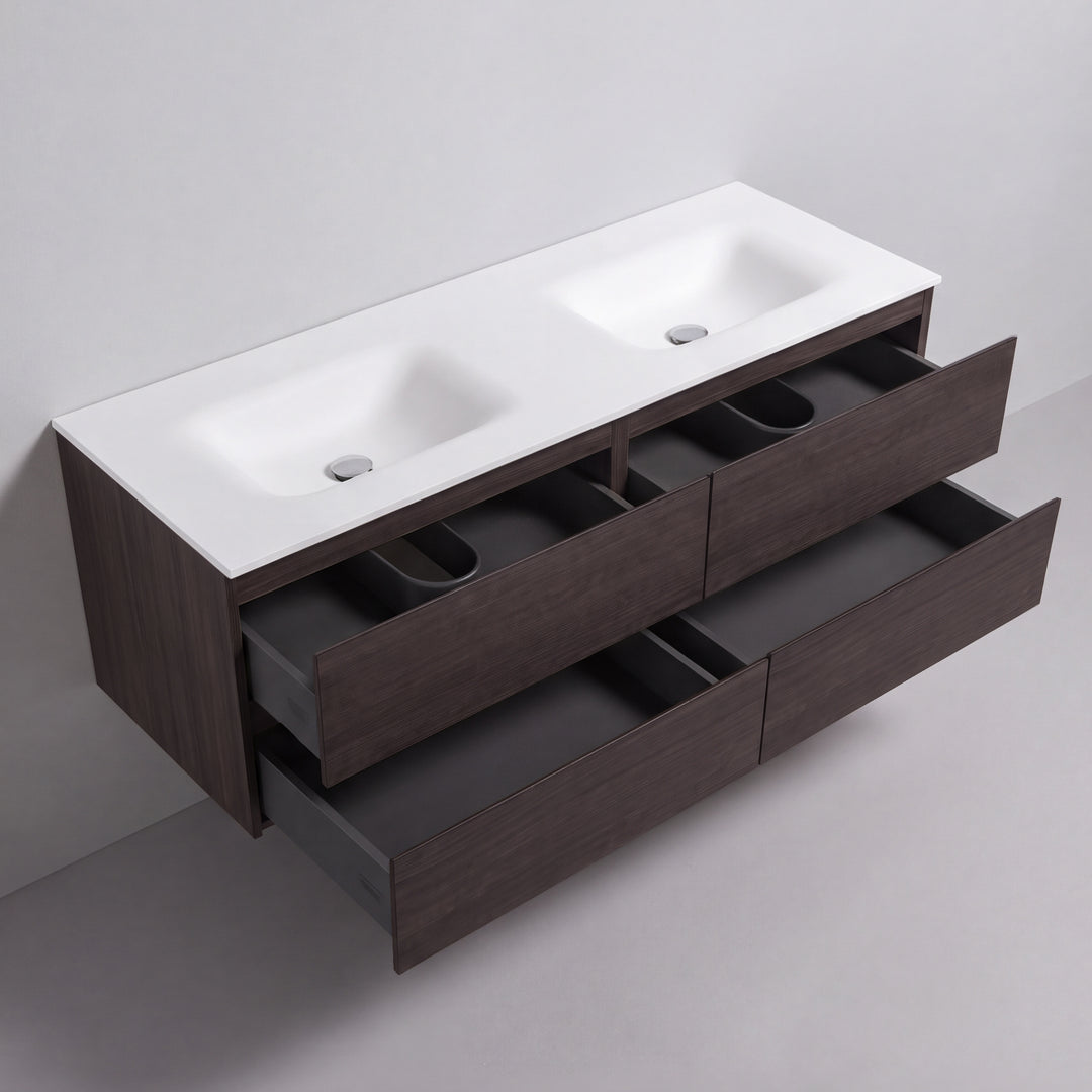 BAI Sonoma 68-inch Floating Bathroom Vanity with Matte White Double Sink