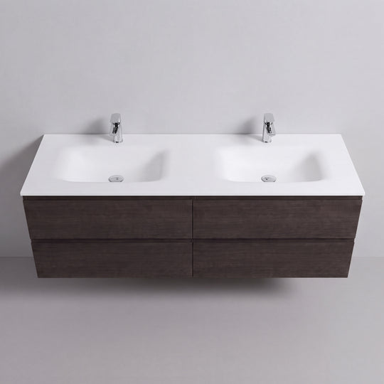 BAI Sonoma 68-inch Floating Bathroom Vanity with Matte White Double Sink