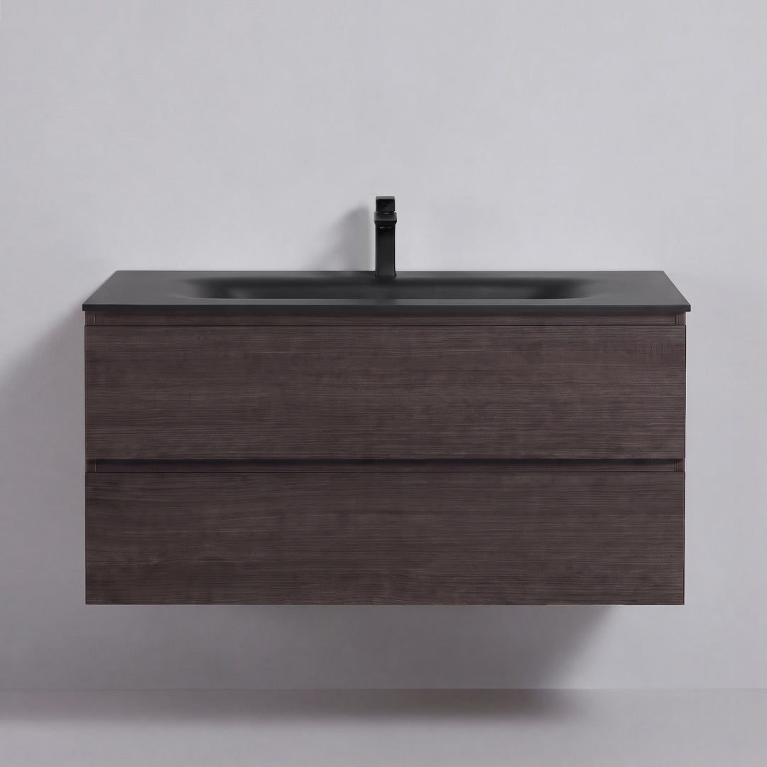 BAI Sonoma 42-inch Floating Bathroom Vanity with Matte Black Sink