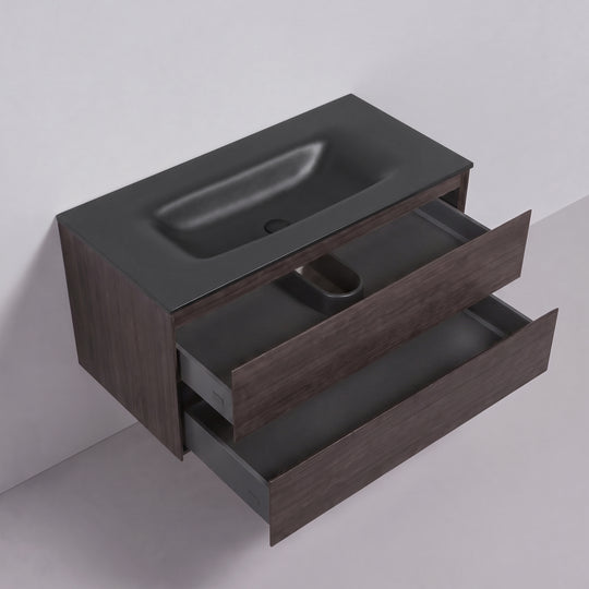 BAI Sonoma 42-inch Floating Bathroom Vanity with Matte Black Sink