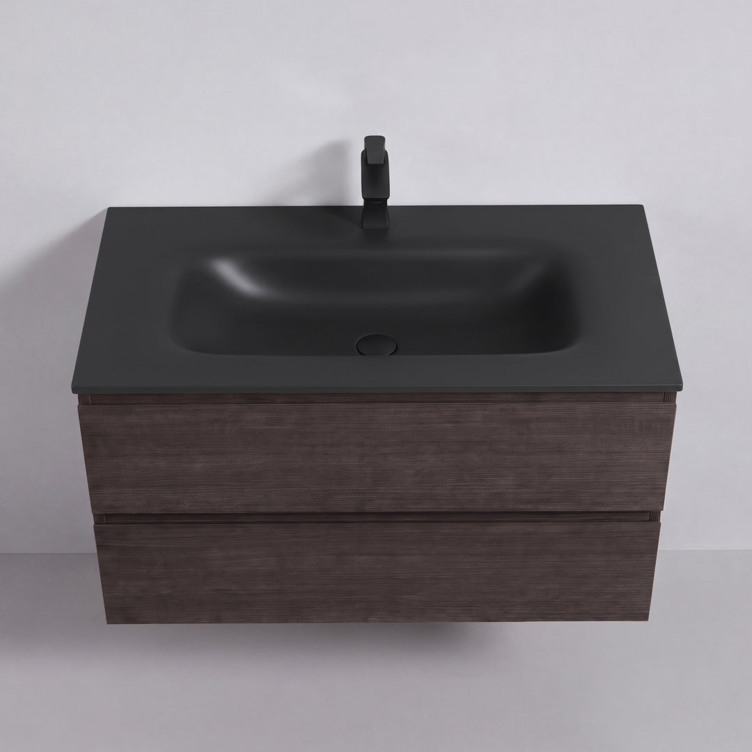 BAI Sonoma 42-inch Floating Bathroom Vanity with Matte Black Sink